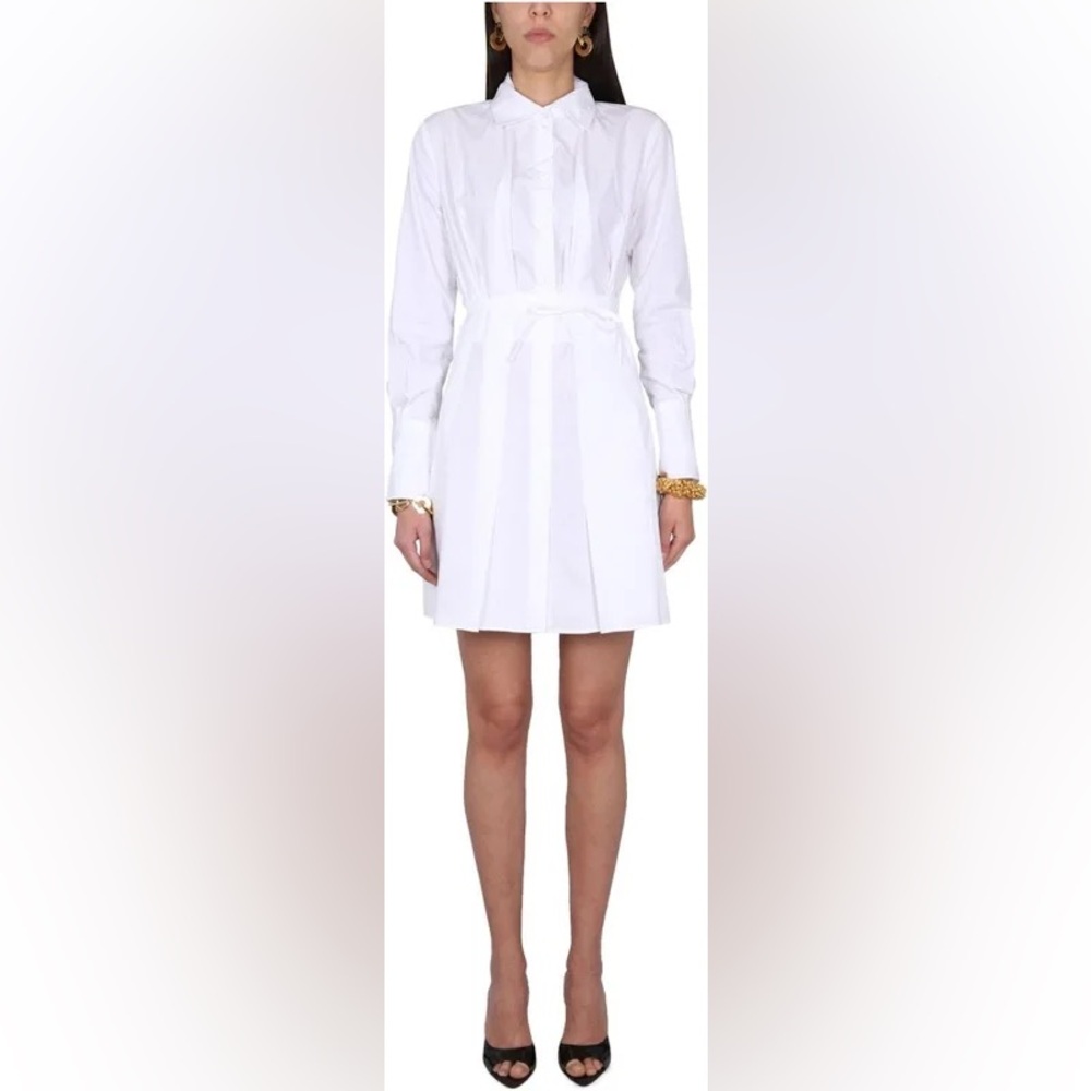 Patau White Pleated Shirtdress 42